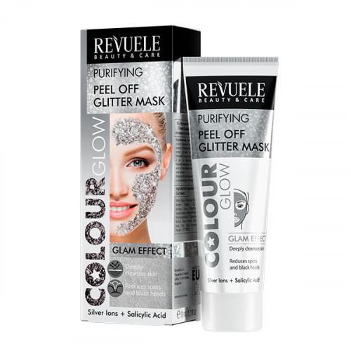 Серебряная очищающая пилинг-маска с блестками Revuele Color Glow 80 мл (2776781378)