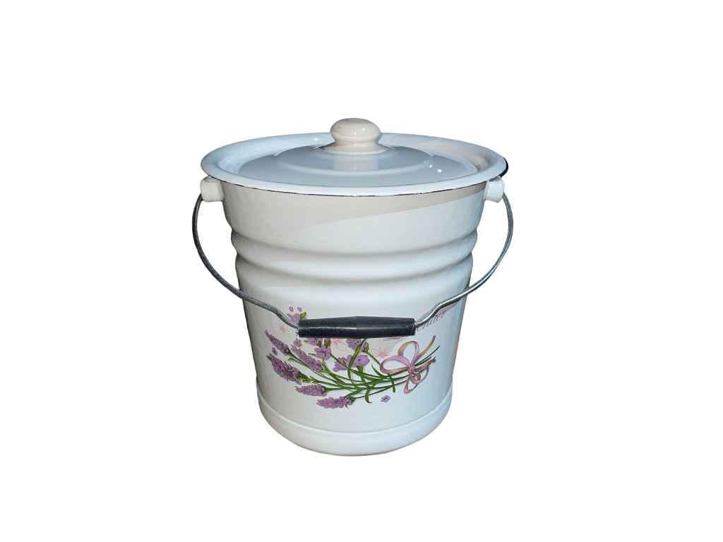 Ведро Idilia I1324/2 12 л с поддоном и крышкой Сиреневый букет лаванды Белый (1035343)