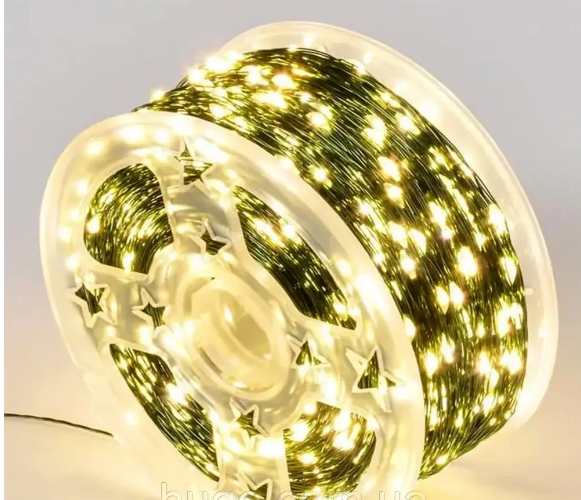 Гирлянда-нить светодиодная Роса с пультом 1000 LED 8 режимов IP44 USB зеленый провод 100 м Теплый белый (Rosa100m) - фото 7 Гирлянда-нить светодиодная Роса с пультом 1000 LED 8 режимов IP44 USB зеленый провод 100 м Теплый белый (Rosa100m) - фото 7