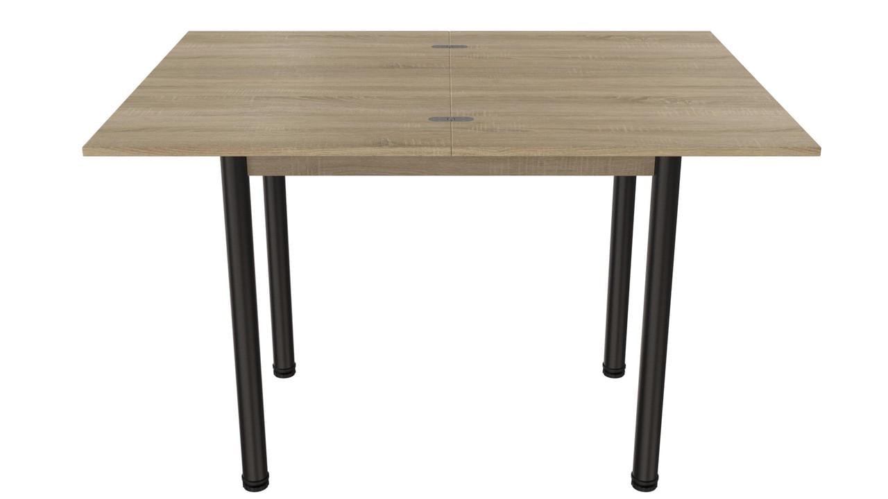 Обеденный стол-трансформер раскладной Ferrum-decor Берта металл/ДСП 16 мм 750x1400x900 мм Черный/Дуб Сонома (FRD-105181)
