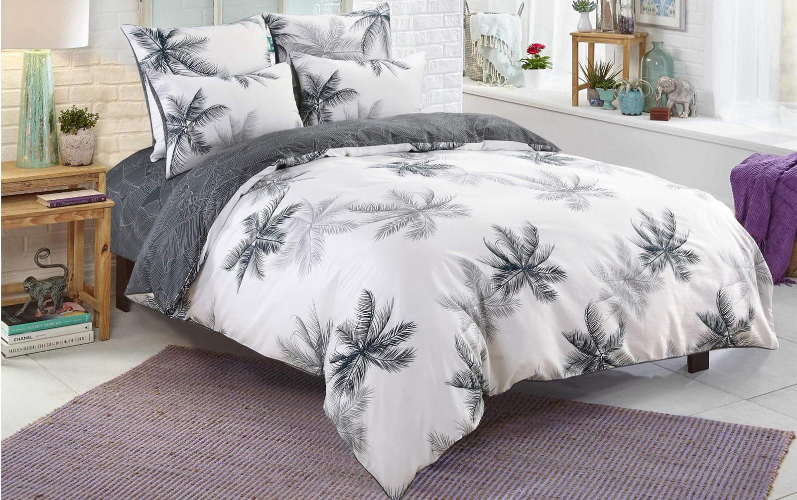 Комплект постельного белья Пальмы полуторный бязь 150х220 см (Glux-5040/WP/1.5)