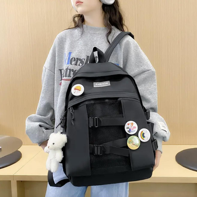 Шкільний рюкзак для дівчинки Fashion 5в1 рюкзак/шоппер/пенал/сумочка/гаманець Чорний - фото 5 Шкільний рюкзак для дівчинки Fashion 5в1 рюкзак/шоппер/пенал/сумочка/гаманець Чорний - фото 5