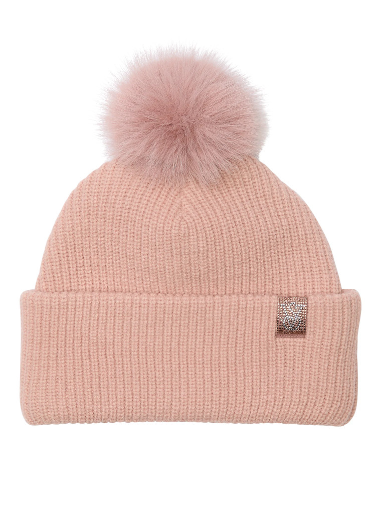 Шапка Victoria's Secret Bling Patch Pom Beanie Бежевий (23180743)