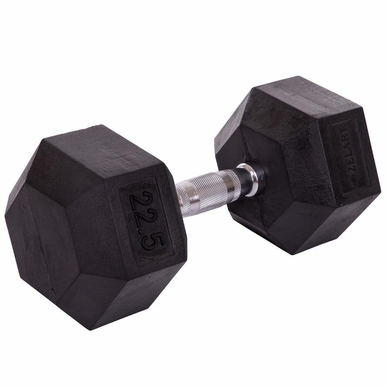Гантель цільна Zelart TA-5159-22_5 шестигранна гексагональна гумова 22,5 кг (2532859866) - фото 1 Гантель цільна Zelart TA-5159-22_5 шестигранна гексагональна гумова 22,5 кг (2532859866) - фото 1