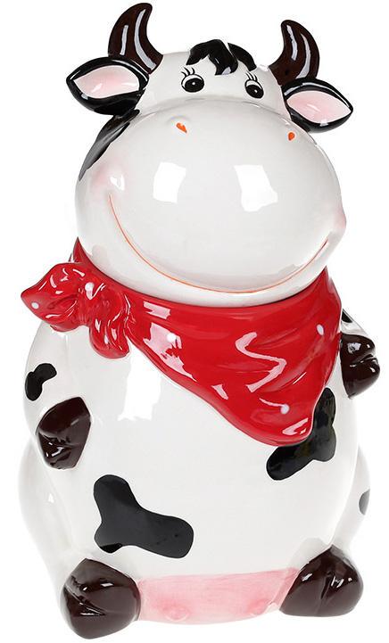 Банка керамическая Коровка Глория с фигурной крышкой 1600 мл Банка керамическая Коровка Глория с фигурной крышкой 1600 мл