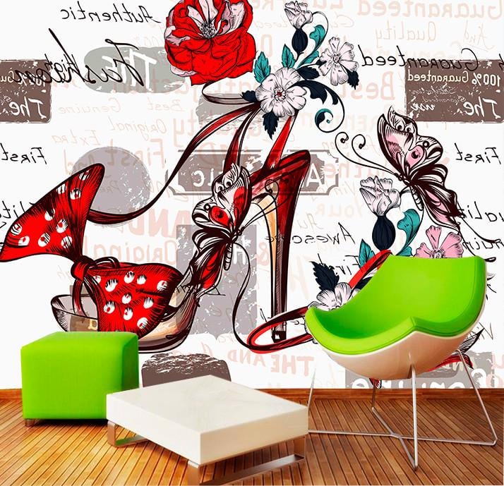 Фотошпалери флізелінові краса та мода для спальні/зали/кухні миючі Туфелька