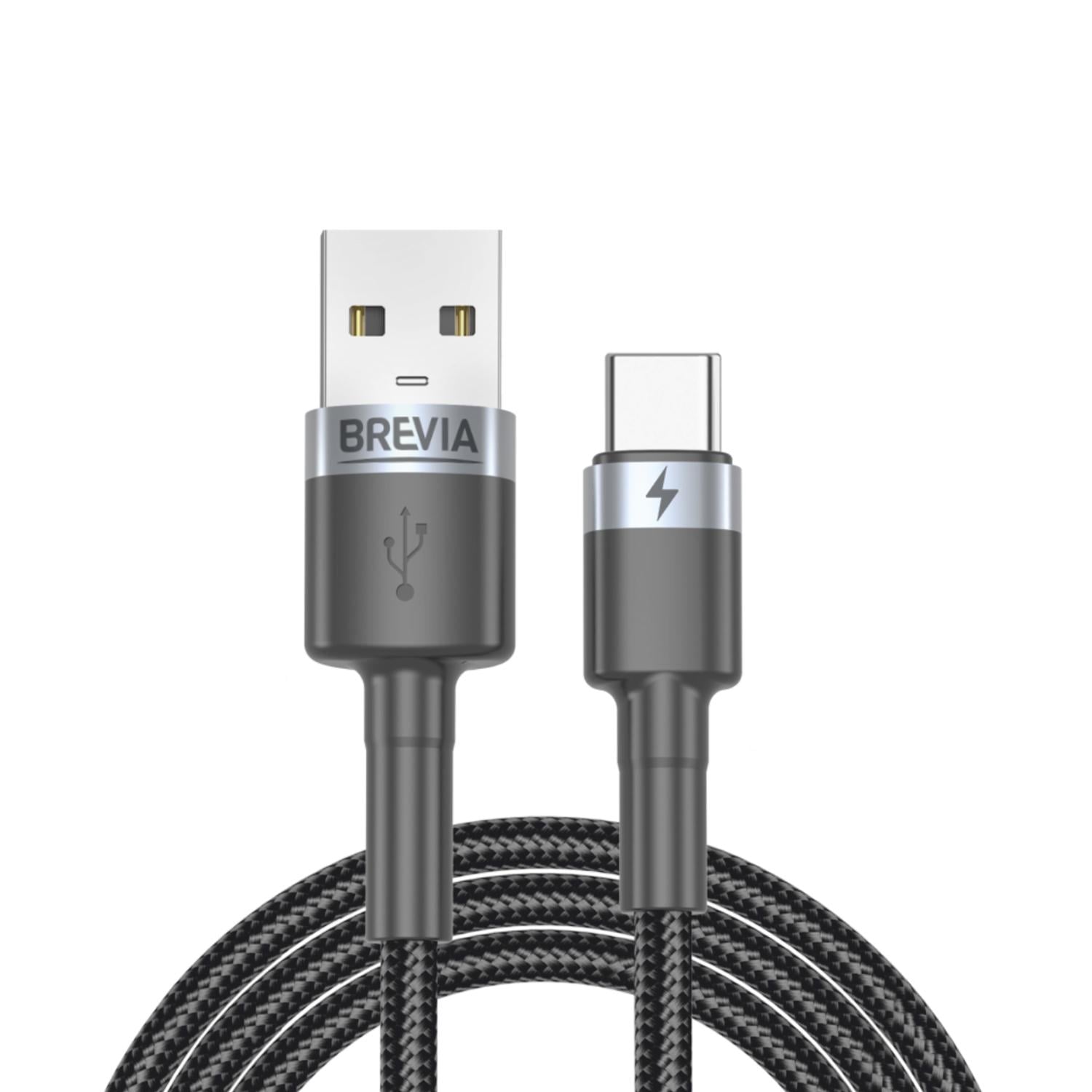 Кабель Brevia USB to Type-C 2,4А ZIP 2 м Черный (53200BUCZ1)
