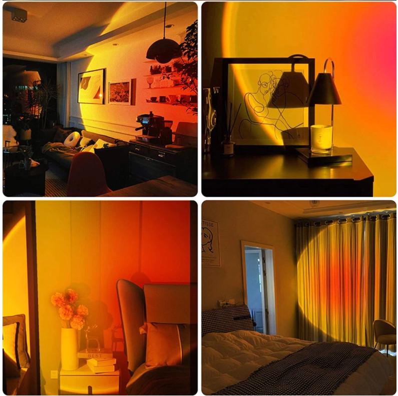 Підлогова лампа захід сонця з пультом Golden LED Sunset Lamp 25 див. RGB проекційний світильник-торшер - фото 5