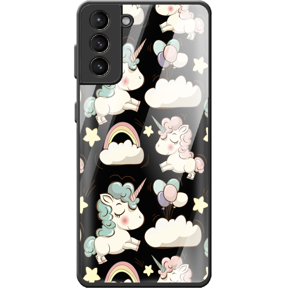 Чехол BoxFace Samsung G991 Galaxy S21 Unicorns Черный силикон со стеклом (41709-cc2-42229)