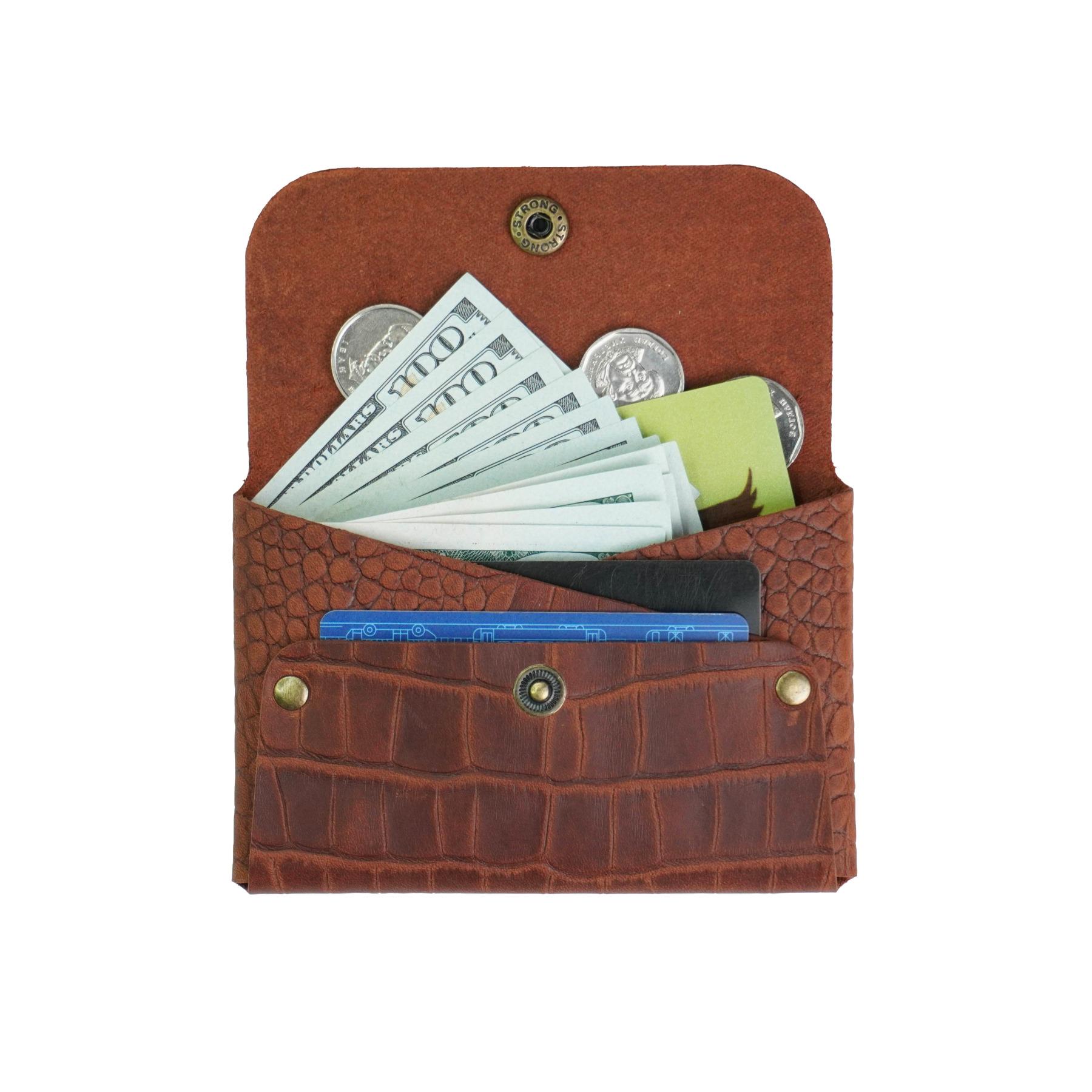 Гаманець шкіряний Крокодил Mini-02 Рудий - фото 2 Гаманець шкіряний Крокодил Mini-02 Рудий - фото 2