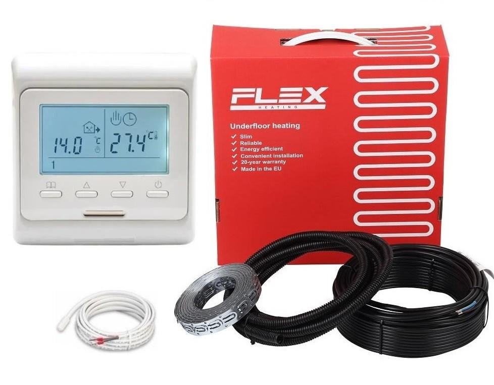 Кабель нагревательный FLEX 12 м²-14,4 м²/2100 Вт/120 м с программируемым терморегулятором E51 WiFi