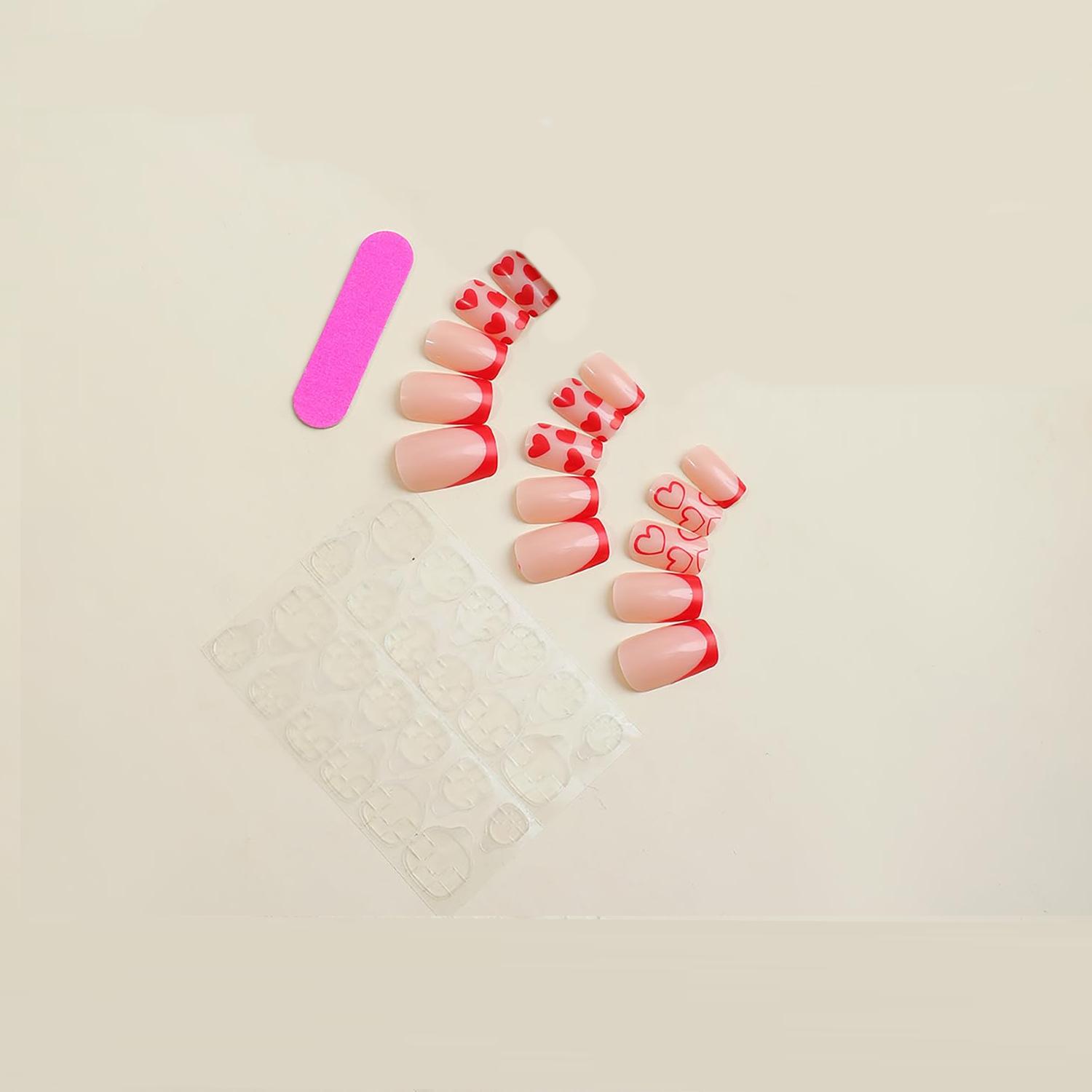 Накладные ногти Френч с сердцем с клеевыми пластинами 24 шт. Алый (2689612562) - фото 6 Накладные ногти Френч с сердцем с клеевыми пластинами 24 шт. Алый (2689612562) - фото 6