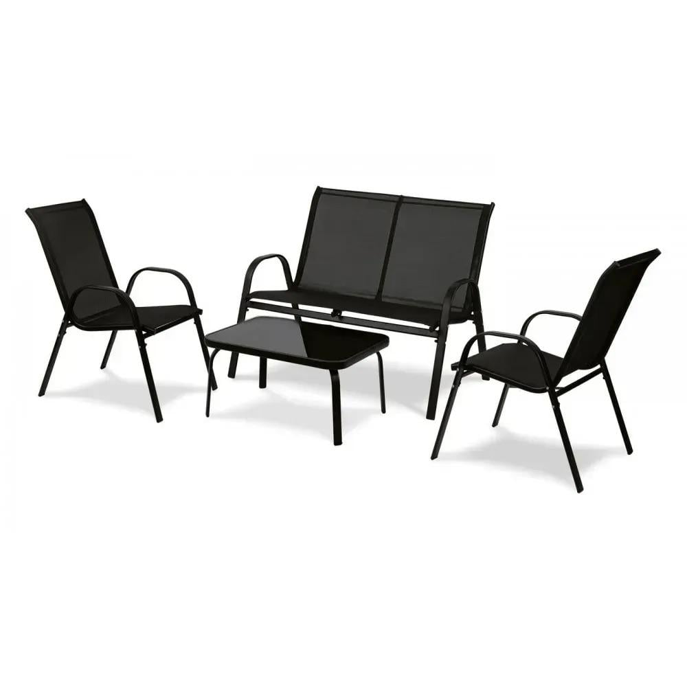 Комплект садовой мебели 4-местной Черный (381188)