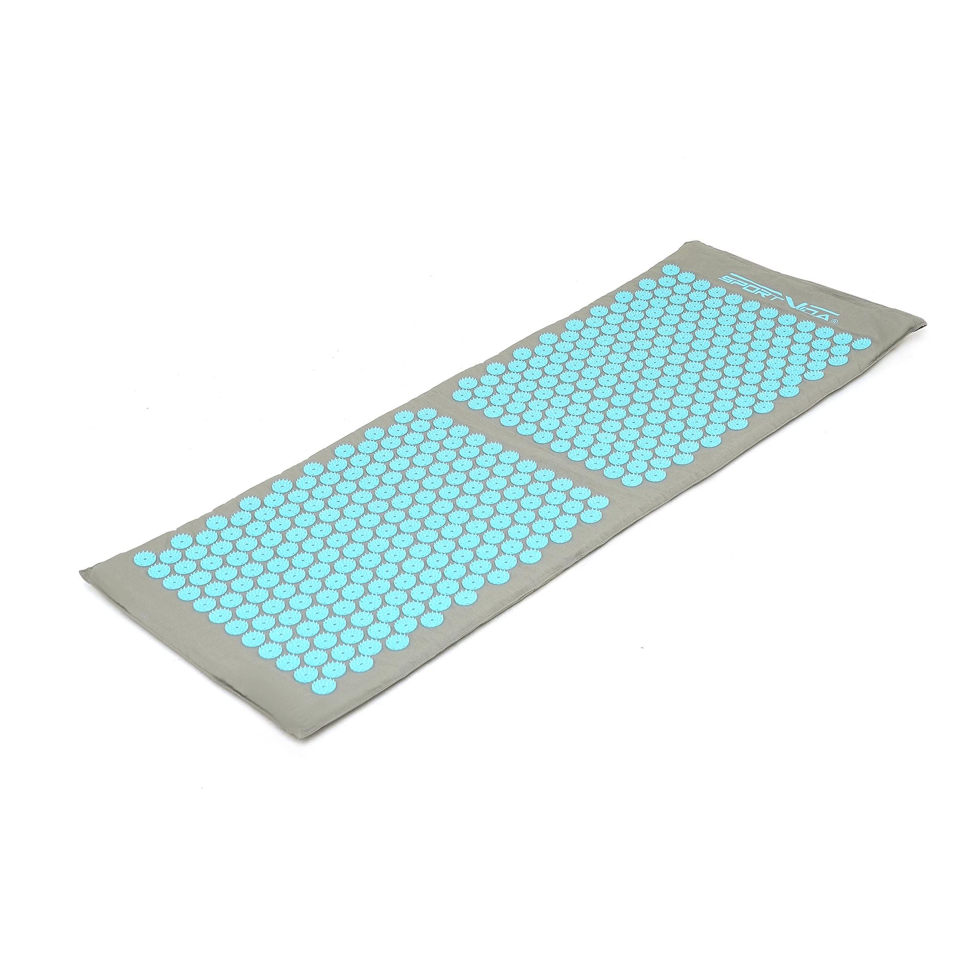 Килимок акупунктурний з валиком SportVida Аплікатор Кузнєцова 130x50 см Grey/Sky Blue (SV-HK0410) - фото 5