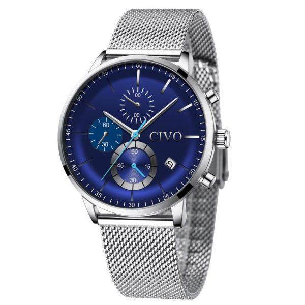 Наручные часы мужские Civo 8093C Stainless Steel Mesh Band Blue (2595136844)
