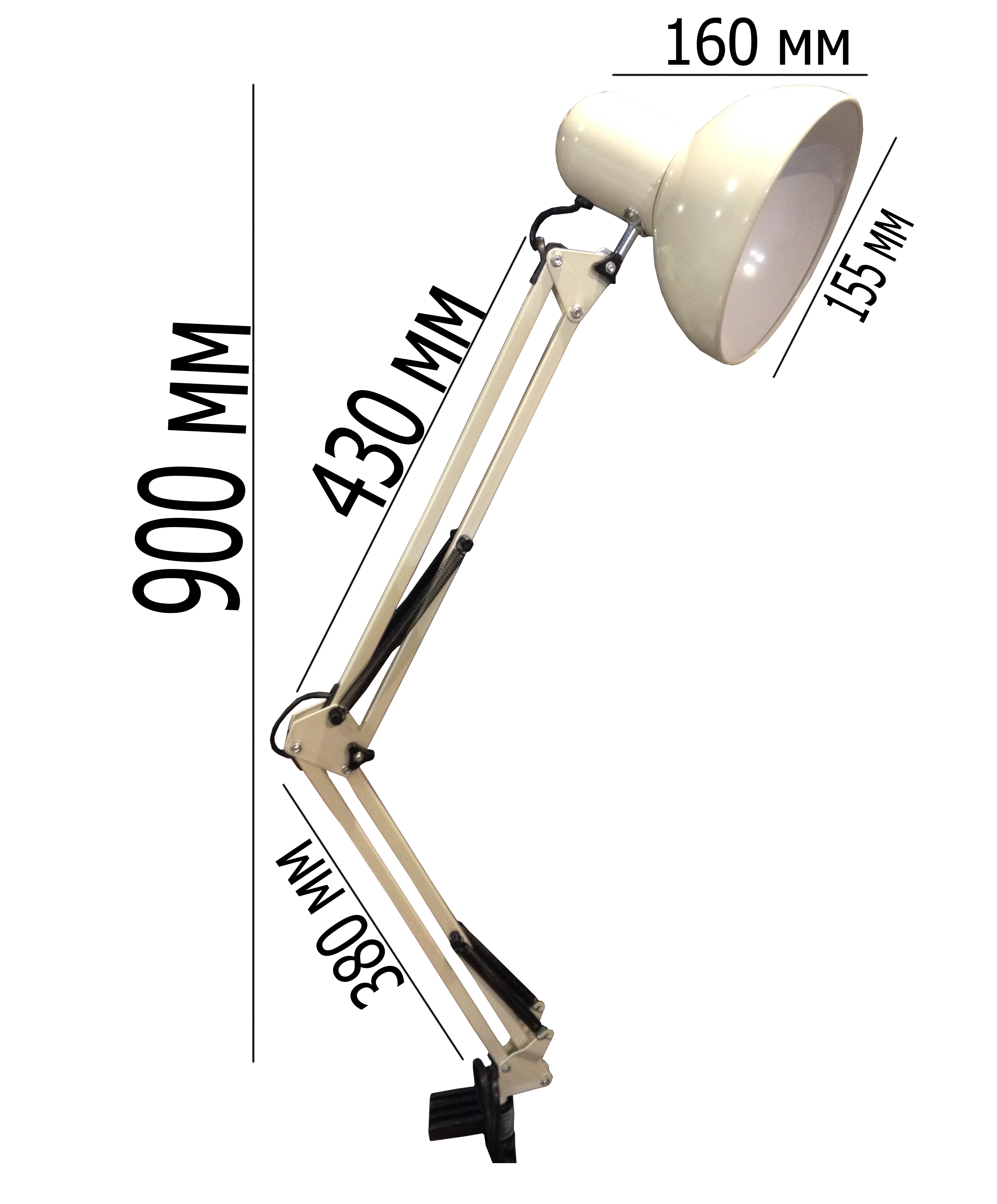 Лампа настільна Lumano 60W E27 LU-074-1800 на струбцині крем - фото 2 Лампа настільна Lumano 60W E27 LU-074-1800 на струбцині крем - фото 2