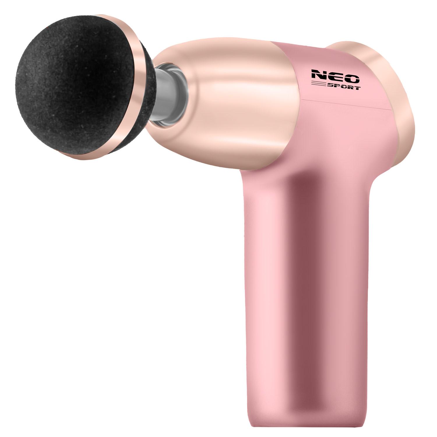 Масажний пістолет багатофункціональний Neo-Sport NS-500 8 насадок Рожевий (429838) - фото 3