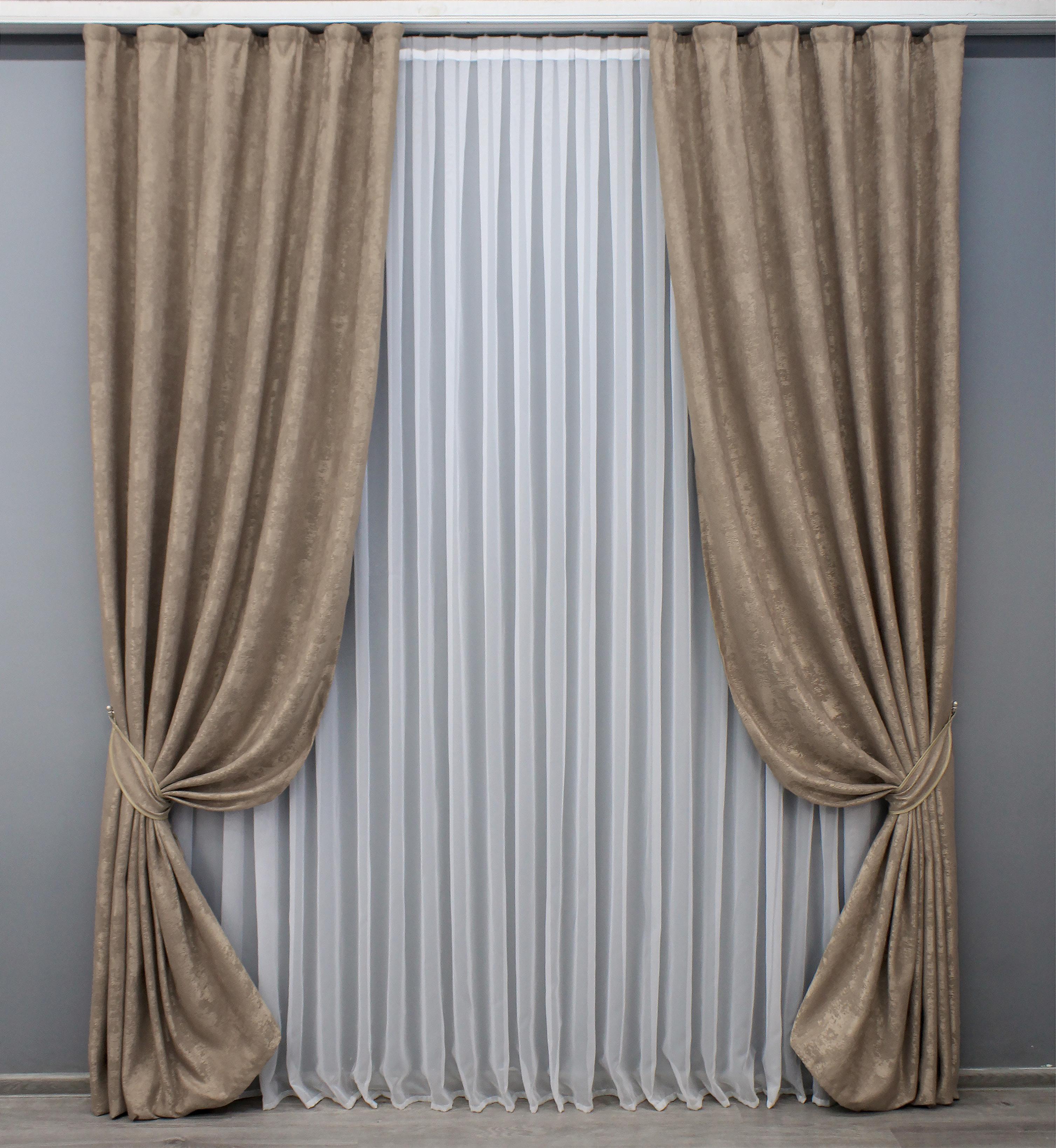 Комплект готовых штор VR-Textil Sultan XO №1682ш жаккард 100х270 см 2 шт. Какао (31-777)
