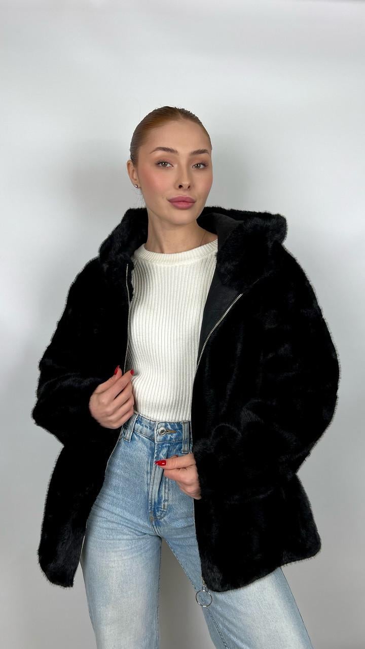 Шуба женская из эко-меха 8831-05 L Черный - фото 3