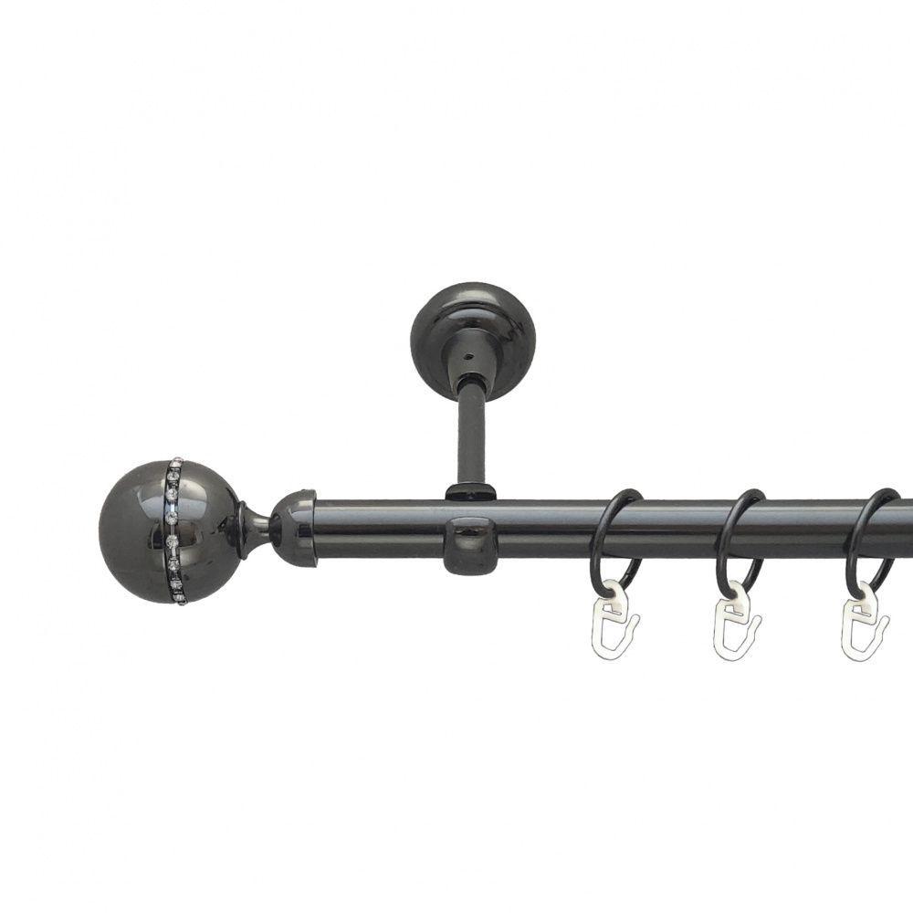 Карниз металлический Orvit Кортеза однорядная открытая/гладкая труба/кольцо металлическое Оникс 19 мм 300 см (00-00014808)