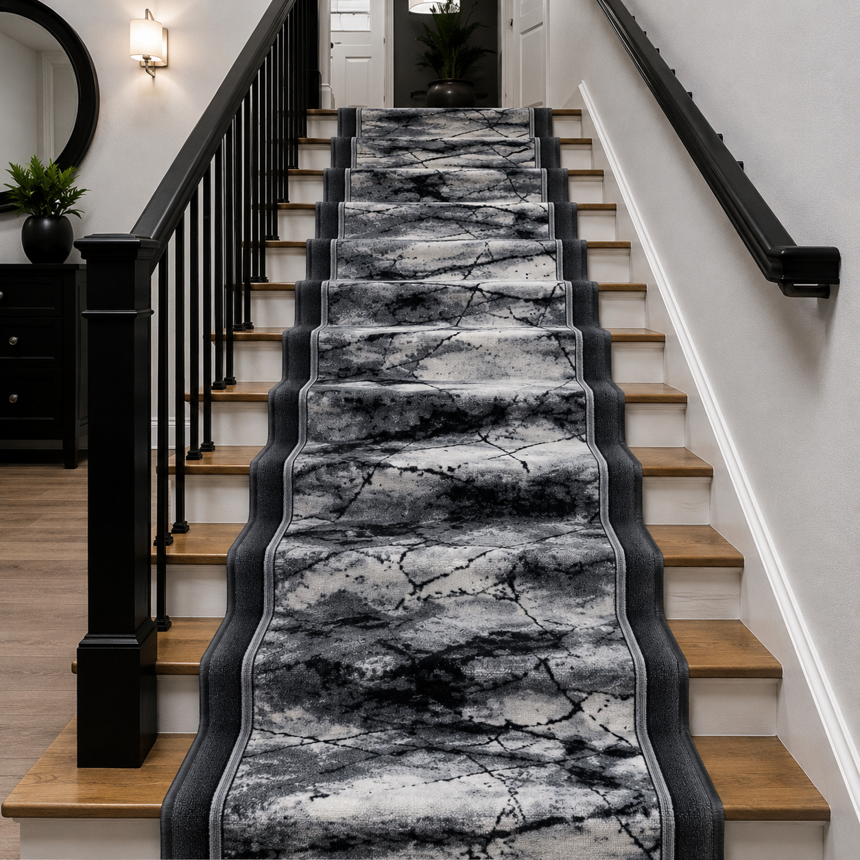 Доріжка килимова на повстяній основі Marmur Grey1 1,1 м Сірий (110-141) - фото 3