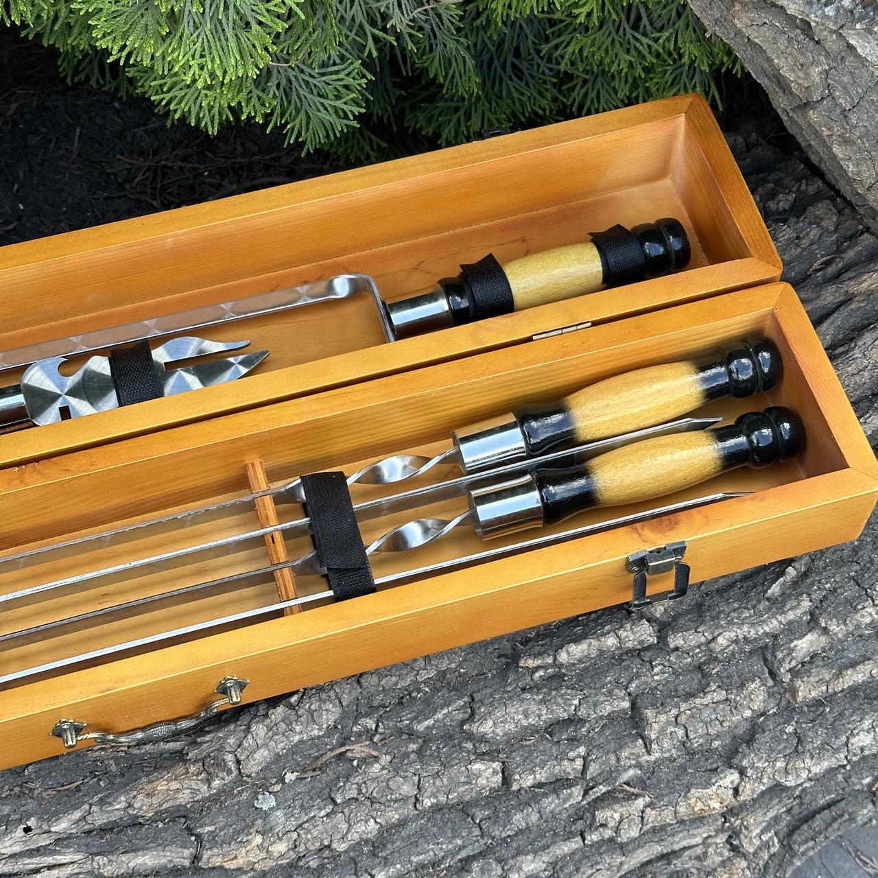 Набор подарочный для барбекю Mzavod ШашлыКейс Светло-коричневый (27728852) - фото 2 Набор подарочный для барбекю Mzavod ШашлыКейс Светло-коричневый (27728852) - фото 2