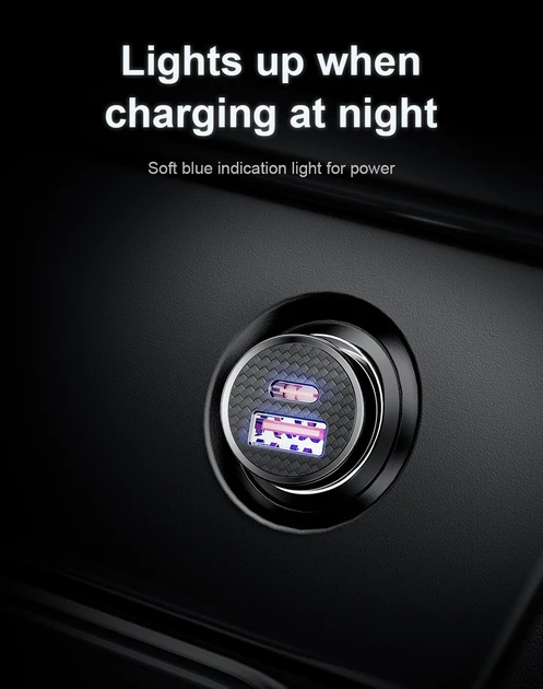 Зарядний пристрійв автомобільний BASEUS 30W Quick Charge 4.0 2USB Black (29597068) - фото 4