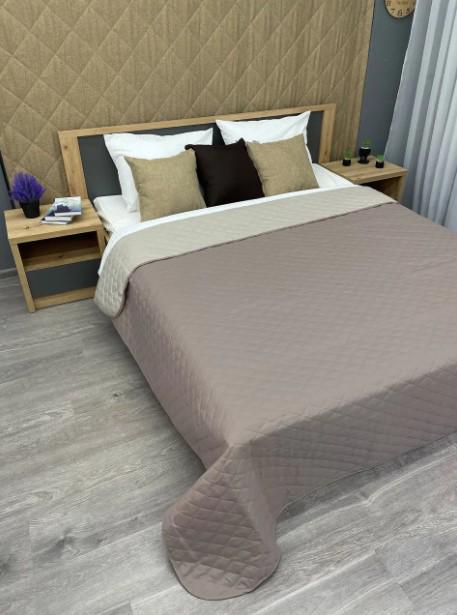 Покривало на ліжко/диван двостороннє Decorator Ultra Sonic Microfiber 160х215 см Сіро-коричневий/Бежевий (85-010) - фото 6