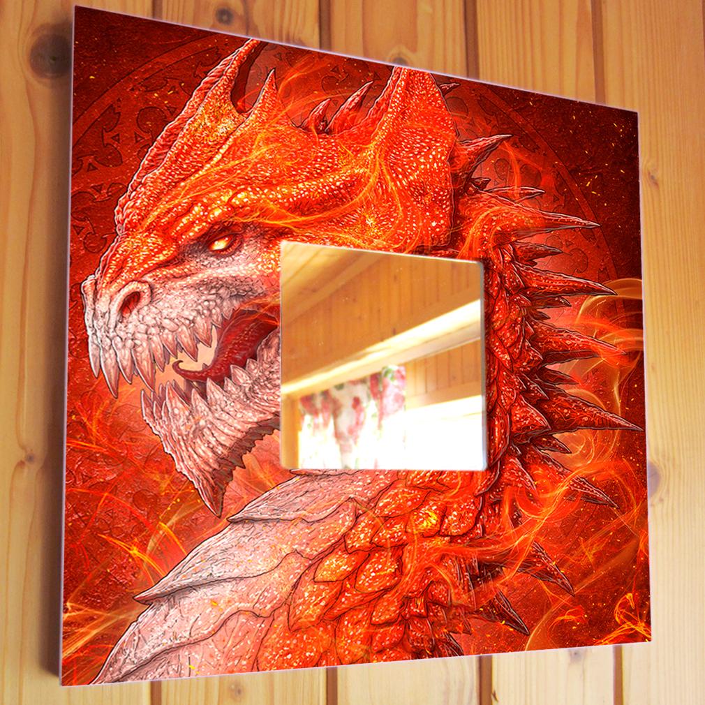Зеркало декоративное "Красный дракон" 260х260 мм (M03605)