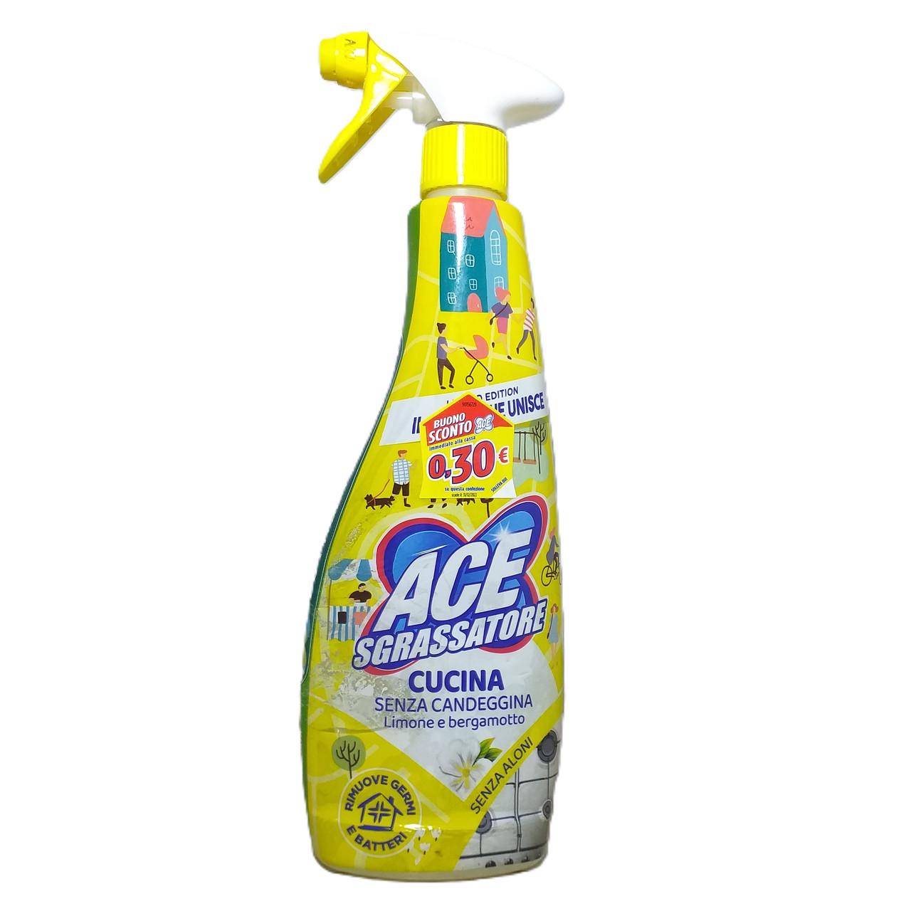 Мийний засіб для кухні ACE Sgrassatore Cucina Лимон та бергамот 750 мл (X-1815) Мийний засіб для кухні ACE Sgrassatore Cucina Лимон та бергамот 750 мл (X-1815)