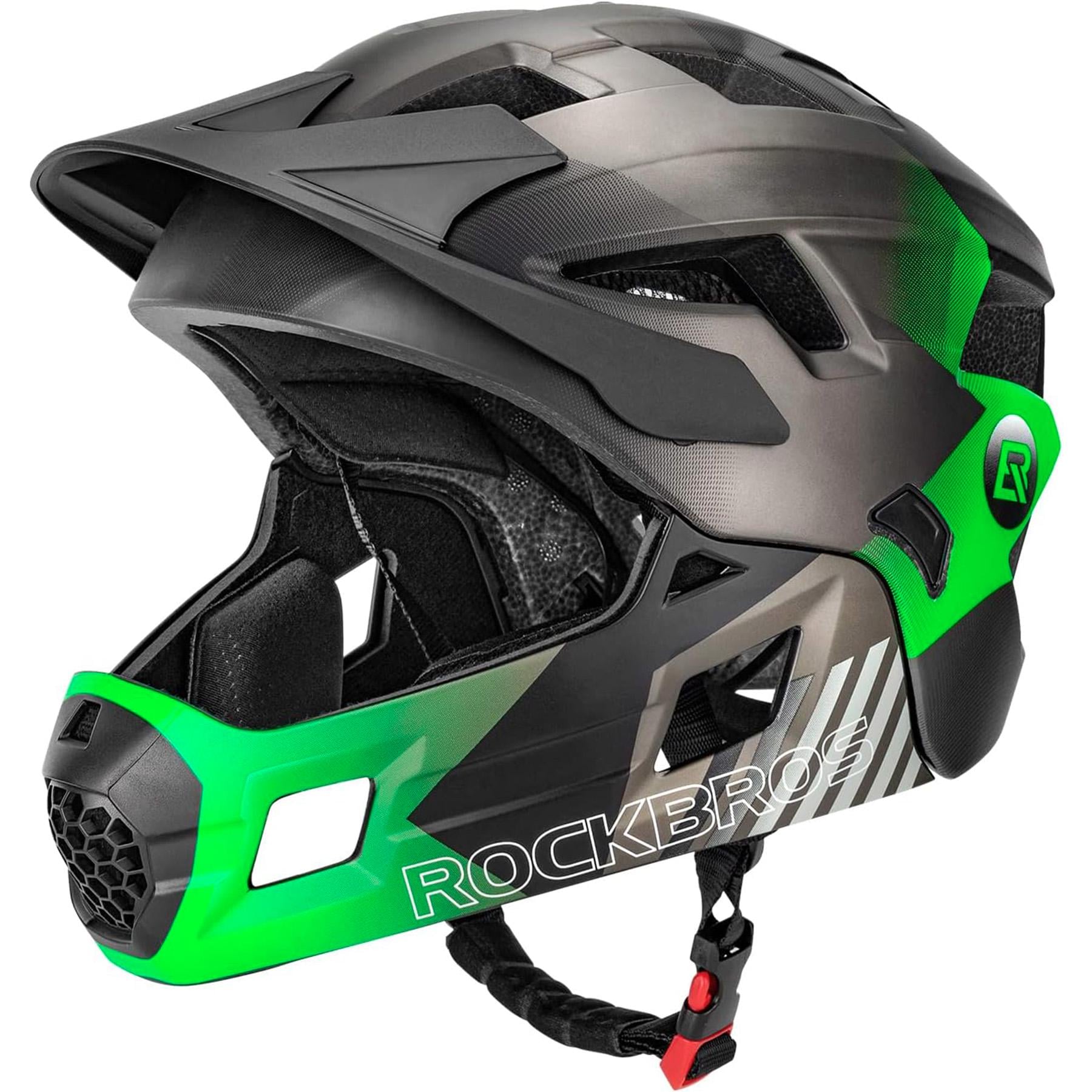 Шлем велосипедный детский фулфейс ROCKBROS TT4857 In-Mold 48-54 см Черный с зеленым (RB-TT4857-5077)