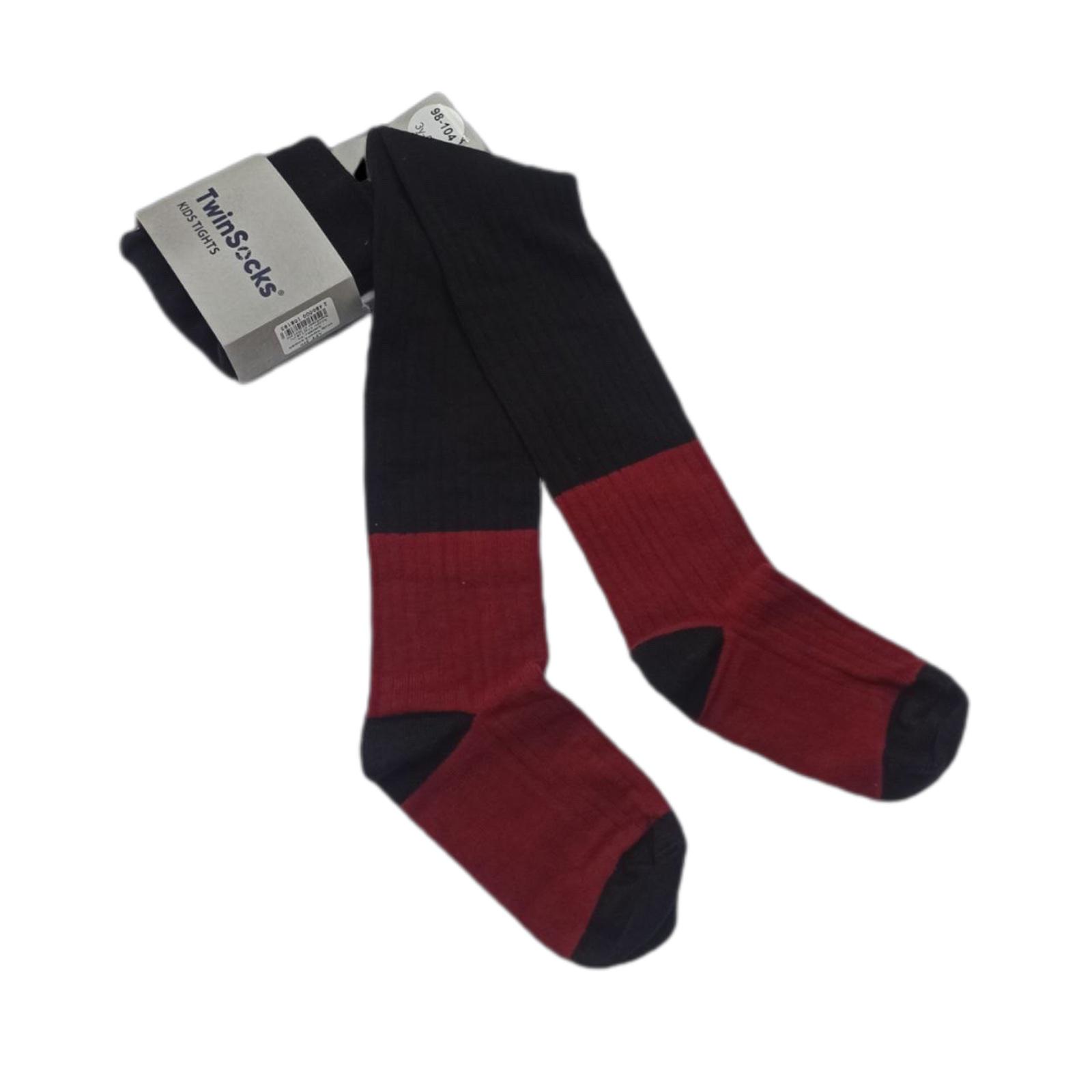 Колготки для дівчинки TwinSocks 110 см -116 Чорний/Бордовий (310-ч\б)