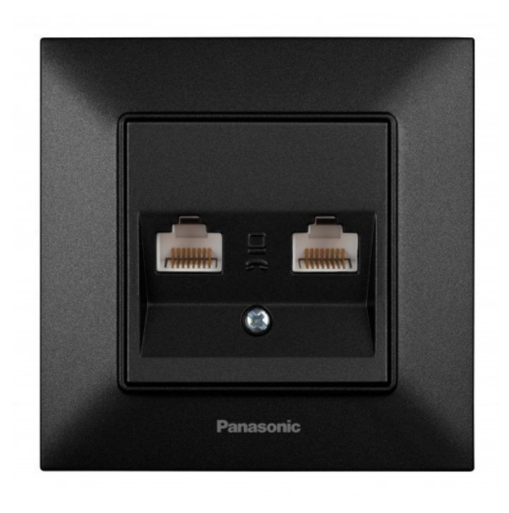 Розетка Panasonic Arkedia Slim компьютерная двойная RJ45 CAT5e Черный (22586237)