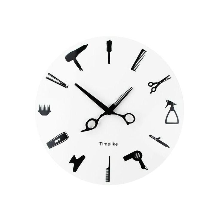 Часы настенные акриловые с ножницами TrimTime минималистичные круглые бесшумные 30х30 см