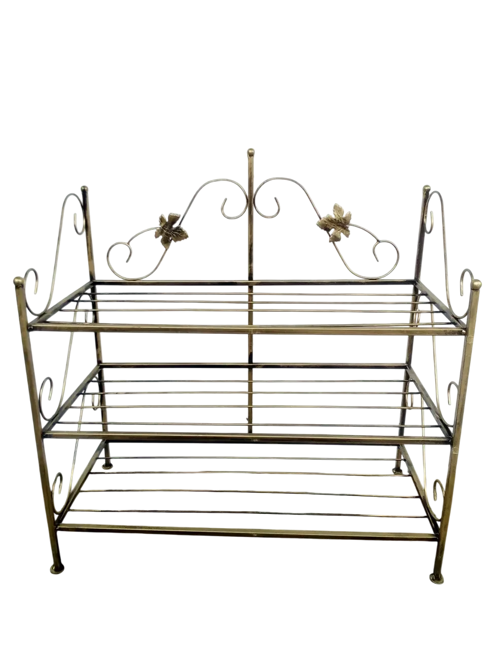 Подставка для обуви Хатка на 3 яруса с золотой патиной 68 см