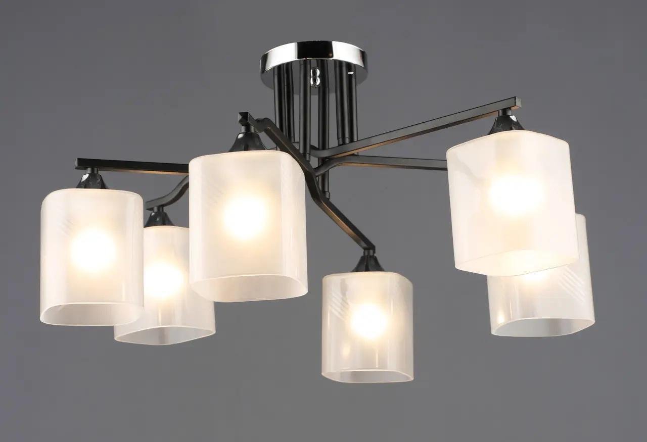 Люстра стельова Valeso з металевим каркасом під шість ламп Е27 IP20 B A4456/6 BK+CH Чорний/Хром (28686959)