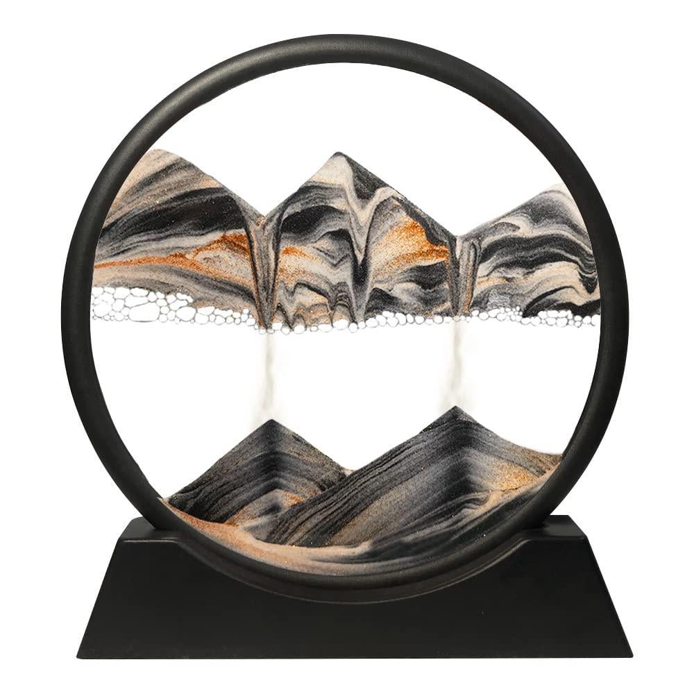 Пейзажи песчаные Muyan Moving Sand Art Picture в движении Круглое стекло 3D 11 дюймов