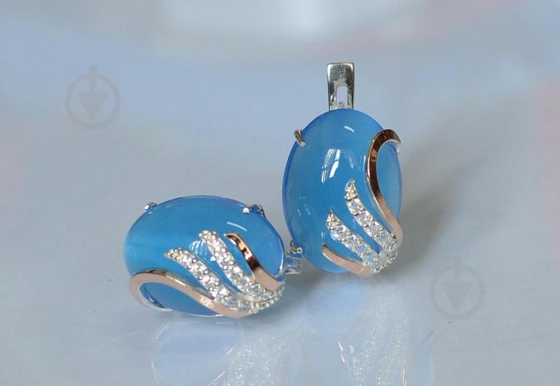 Сережки зі срібла Sil із золотом 149s-7 Блакитний (Sil-1106)