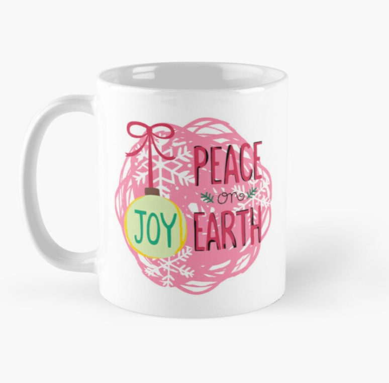 Чашка керамічна з принтом JOY Peace on Earth Різдво 330 мл Білий