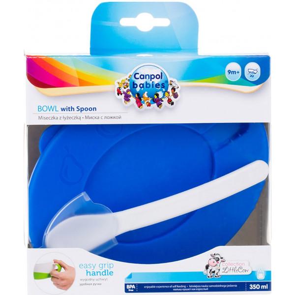 Набор посуды тарелка-контейнер + ложка Canpol Babies Синий (31/406_blu)