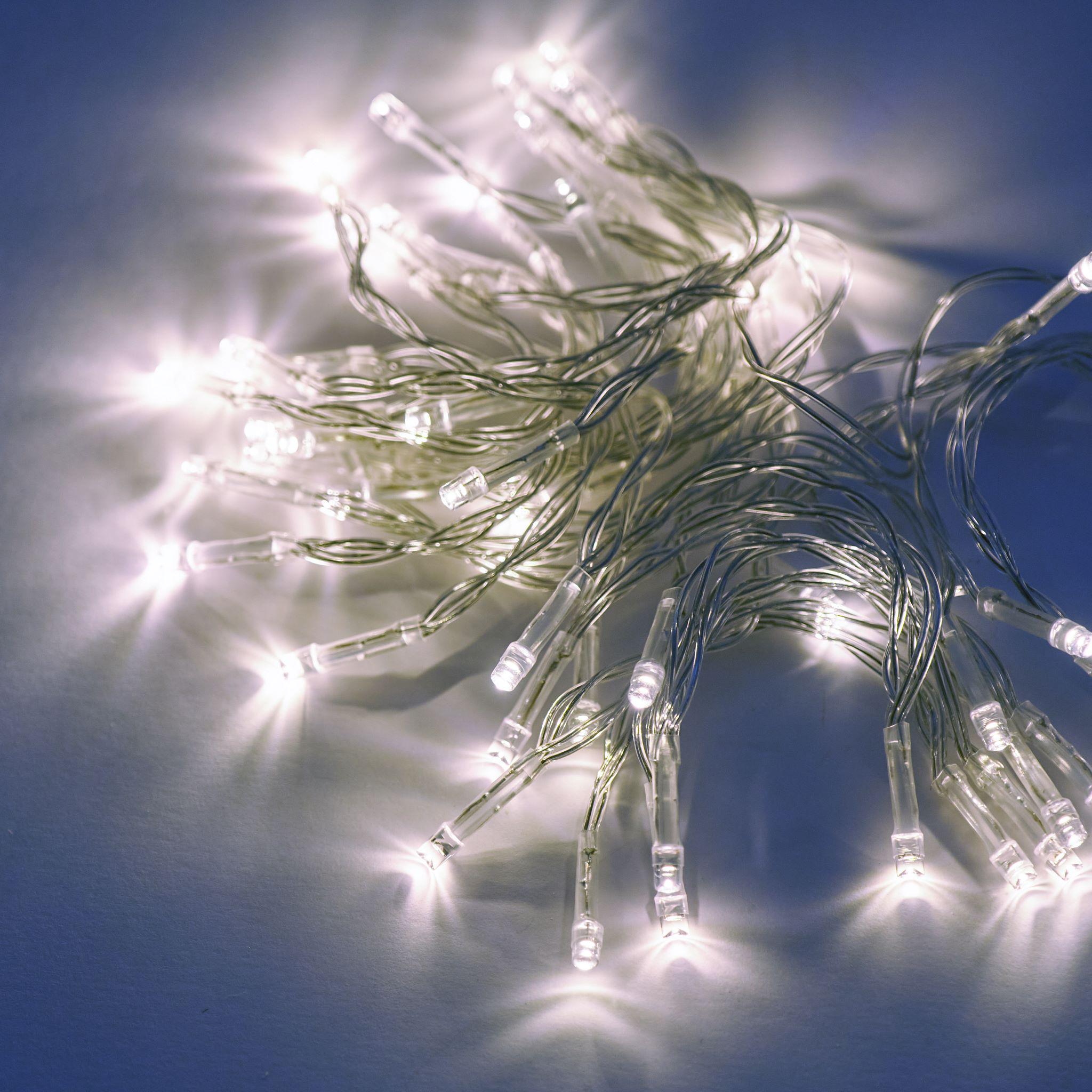 Гирлянда на батарейках 50 LED 2 режима Белый