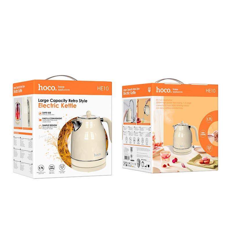 Электрочайник Hoco HE10 retro electric kettle 2200 Вт 1,7 л Белый (613303) - фото 4 Электрочайник Hoco HE10 retro electric kettle 2200 Вт 1,7 л Белый (613303) - фото 4