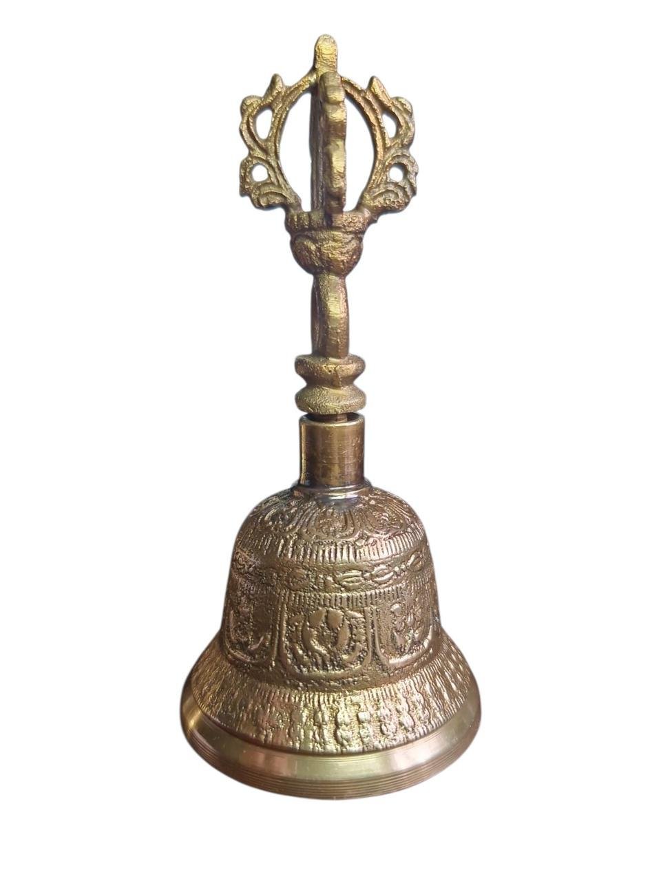 Колокольчик латунный с резью 12 см Бронзовый Колокольчик латунный с резью 12 см Бронзовый