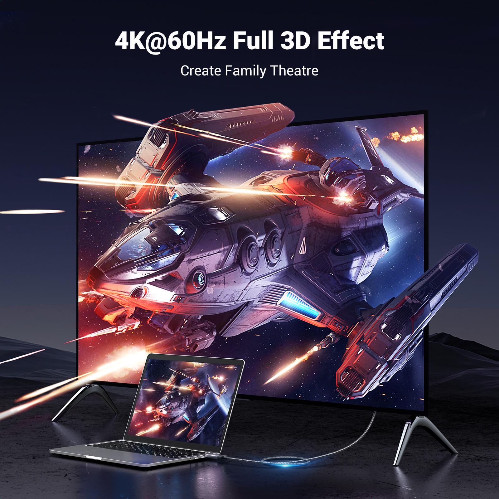 Кабель UGREEN DisplayPort-HDMI 4K 60Hz 2K 144Hz 1080p 240Hz 18 Гбит/с DP 1.2 до HDMI 2.0 2 м Черный (15774) - фото 2