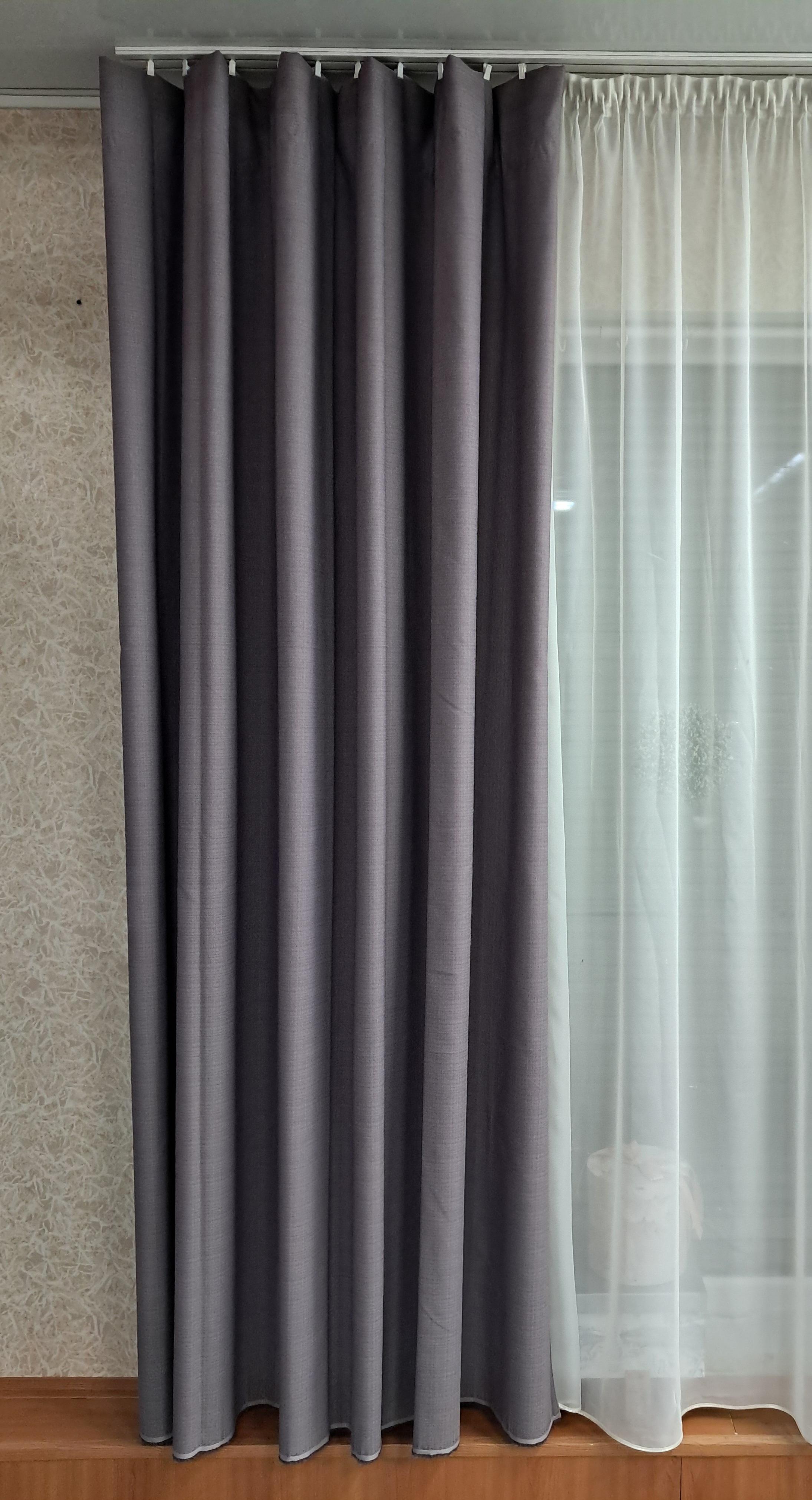 Штора Натуральный Стиль из искусственного льна 270х200 см Баклажановый