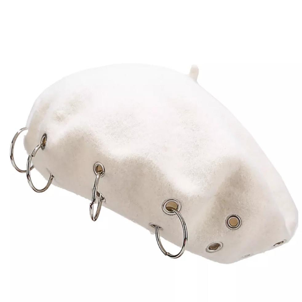 Берет женский французский с кольцами р. 53-58 Белый (752-2)