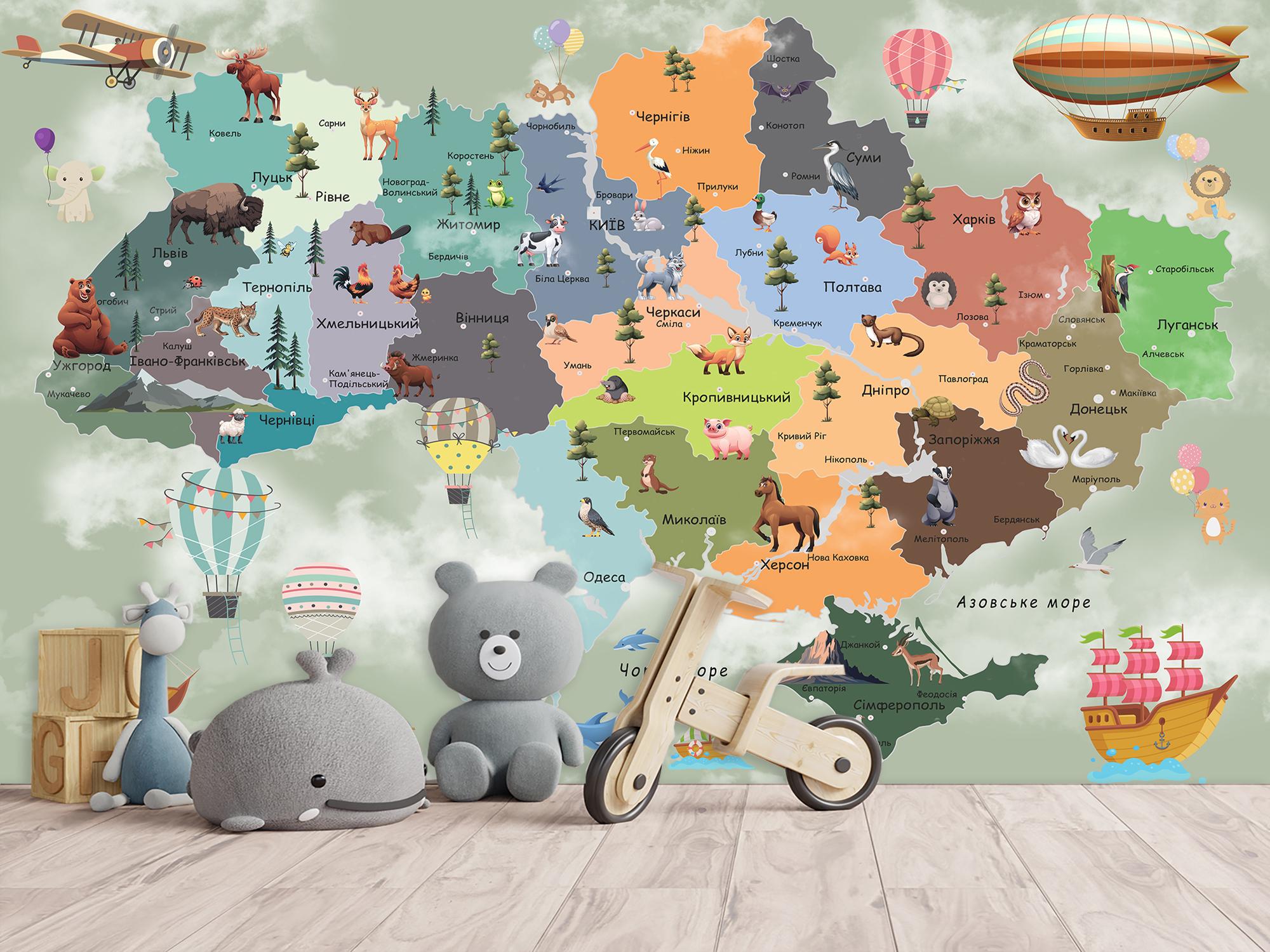 Обои 3Д флизелиновые Upstream Детская карта Украины 120х180 см (WMK-013/2) - фото 6 Обои 3Д флизелиновые Upstream Детская карта Украины 120х180 см (WMK-013/2) - фото 6