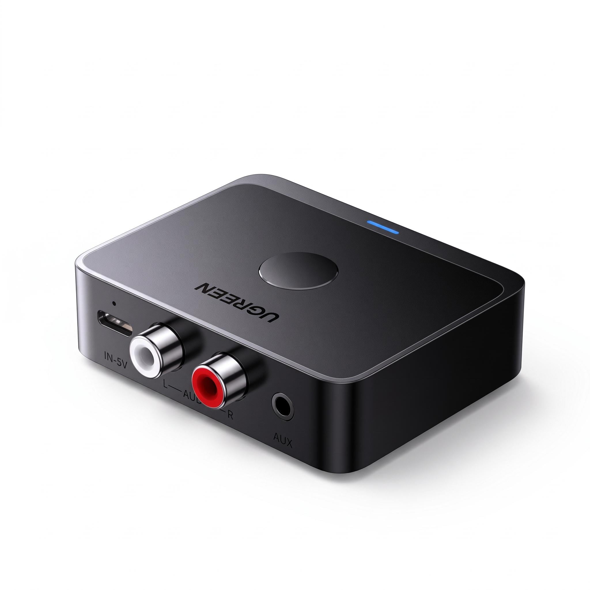 Приемник аудио UGREEN BT505 Bluetooth 6.0 аудиовыхода 3,5 мм и 2 RCA с поддержкой LDAC до 15 ч работы сообщения с 2 устройствами Темно-серый (55545)