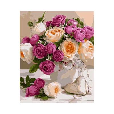 Набор для росписи по номерам Strateg Букет разных роз 40х50 см (VA-1205-mt)