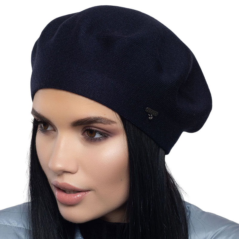 Берет женский Leks Клеопатра двойной шерстяной Темно-синий (129047)